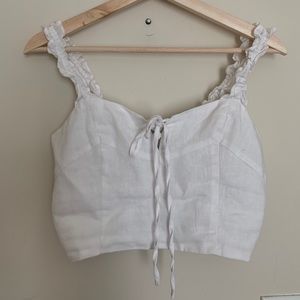White Lace Up Crop Tank